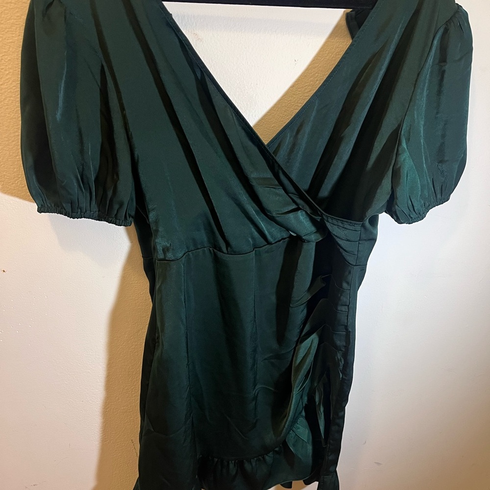 Elegant Green Wrap Dress